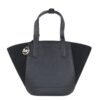 Portia Small Pebbled Leather Suede Tote Handbag (Black)