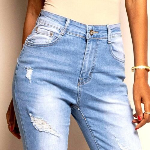 Damske strečové push-up džínsy rifle denim Roztrhané slim