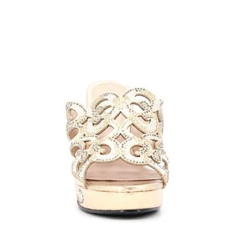 PARIS Dámske klinove sandale strass gold