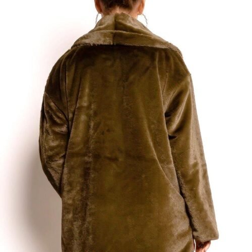 Kozusinova bunda s kapucnou khaki 163 1