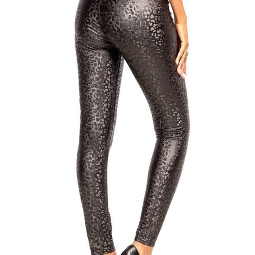 DÁMSKE NOHAVICE LEGÍNY S LEOPARDÍM EFEKTOM FAKE LEATHER 7 legíny s leopardím efektom