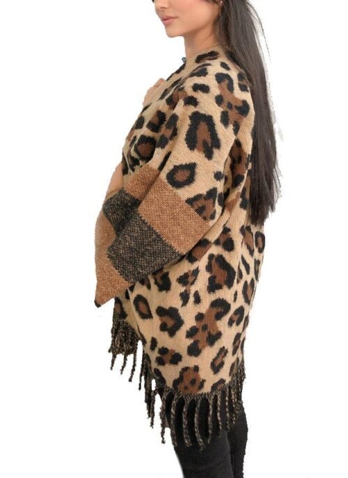 ITALY Damska bunda cardigan s leopardím vzorom - Image 2