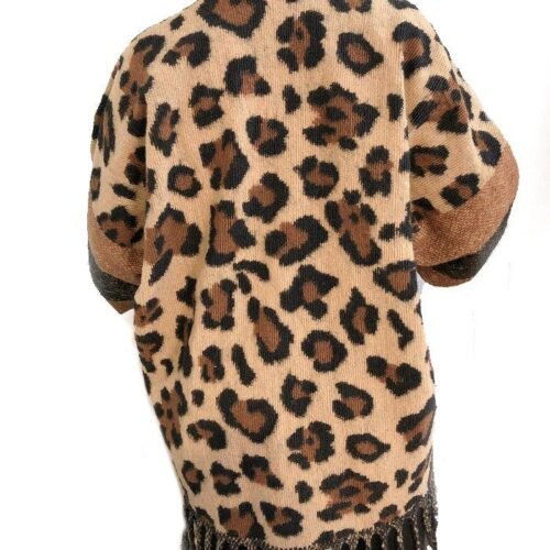 ITALY Damska bunda cardigan s leopardím vzorom