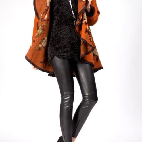 ITALY DÁMSKY OVERSIZE VLNENÝ KABAT VYSIVANY MEDENA 8 vlneny kabat oversize ornel italy 2