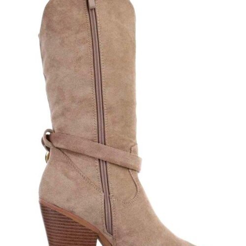 Dámske western čižmy polokozacky mid boots taupe