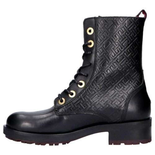 WOMAN BOOTS TOMMY HILFIGER FW0FW06817 BIKER BLACK monogram clenkove cizmy 1