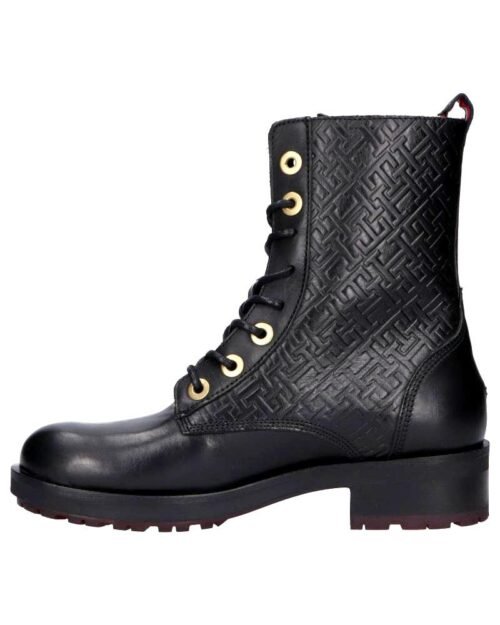 WOMAN BOOTS TOMMY HILFIGER FW0FW06817 BIKER BLACK monogram clenkove cizmy 1