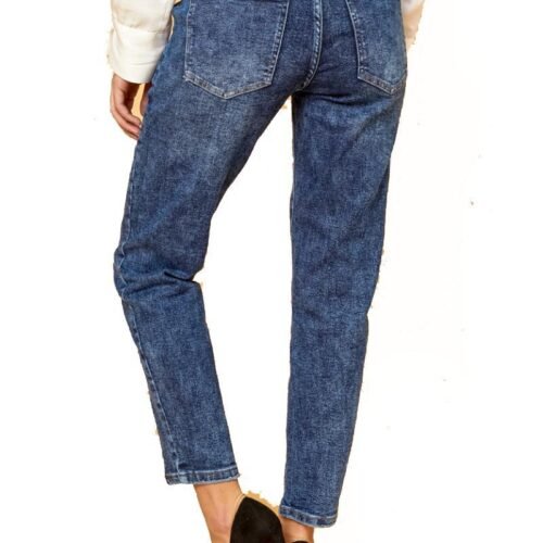 Dámske mom rifle jeans s vysokým pásom denim