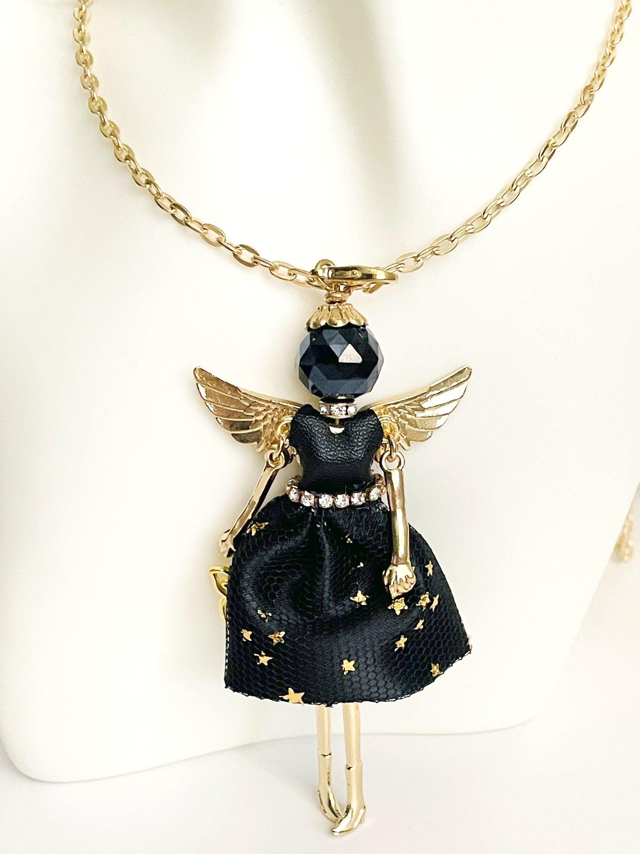 Prívesok Bábika Luxusna elegant Anjel angel black