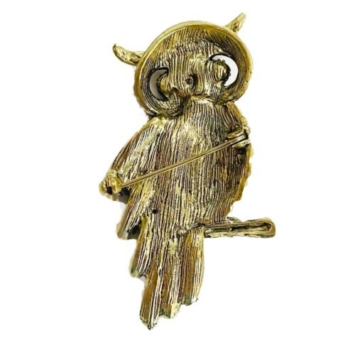 Brošňa Sova Owl vintage gold zlata