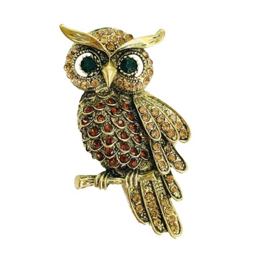 Brošňa Sova Owl vintage gold zlata