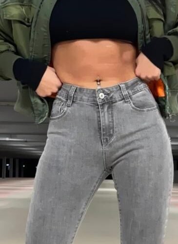 Damske strečové push up rifle jeans denim skinny sive grey