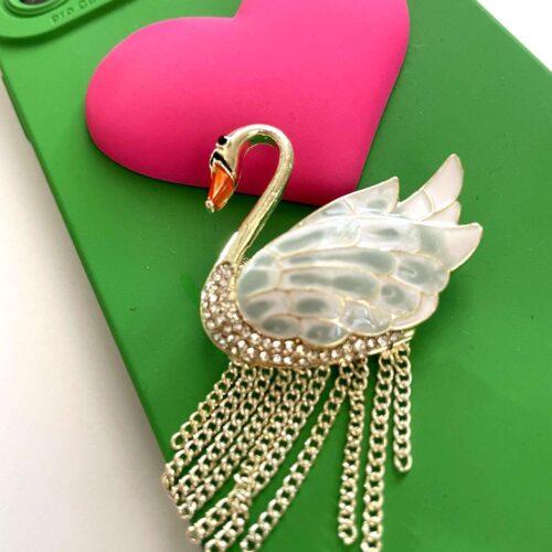 Brošňa Labut Swan fashion multicolor handmade