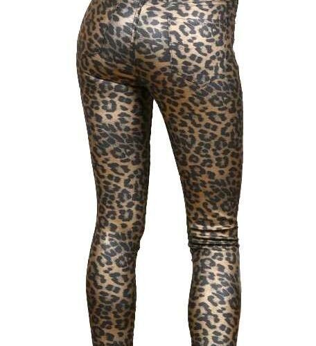 Dámske nohavice s leopardím efektom slim