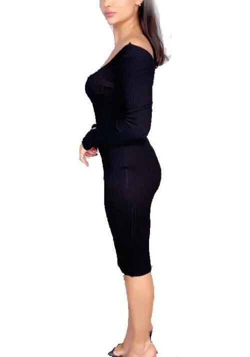 Dámske sexi upletove šaty fashion stretch po kolena - Image 3