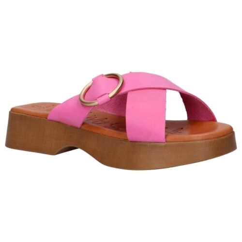 OH MY SANDALS kožené dámske šľapky na platforme Pink