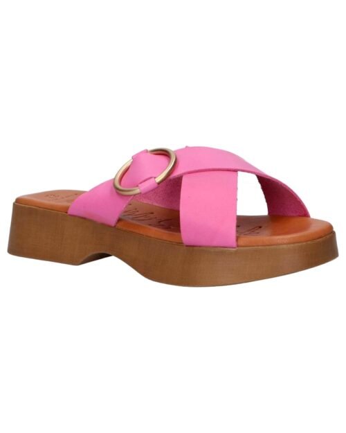 OH MY SANDALS kožené dámske šľapky na platforme Pink