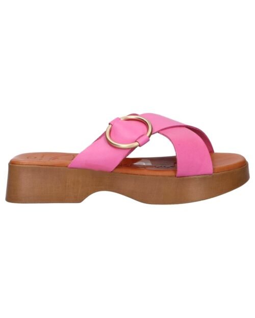 OH MY SANDALS kožené dámske šľapky na platforme Pink
