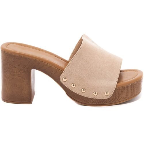 Damske sandále slapky drevaky beige