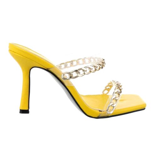 Dámske sandale na podpatku elegant yellow zlte