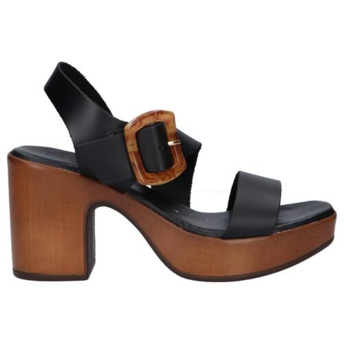 OH MY SANDALS kožené sandále drevaky SALMA black