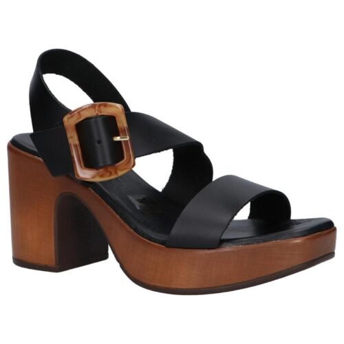 OH MY SANDALS kožené sandále drevaky SALMA black