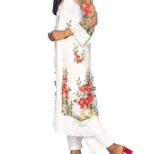 Dlhy kardigan s kvetinovou cipkou 521 rosa 2