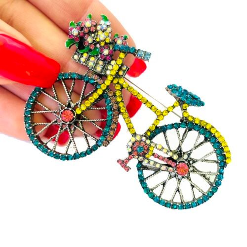 Brošňa Bicykel bike multicolor strass fashion