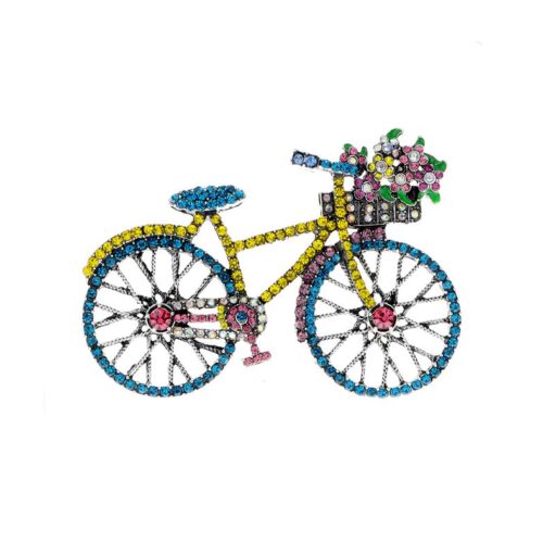 Brošňa Bicykel bike multicolor strass fashion