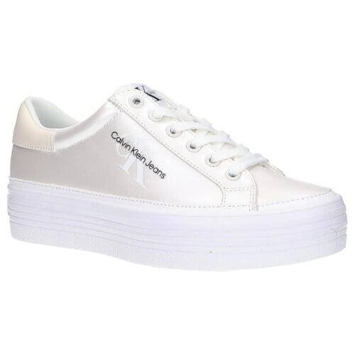 CALVIN KLEIN Jeans damske trainers FLATFORM pearlized white