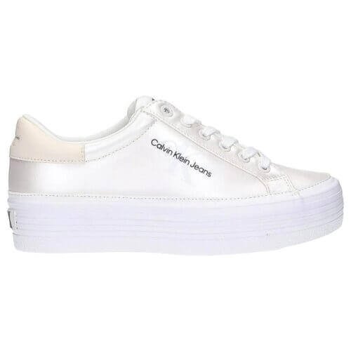 CALVIN KLEIN Jeans damske trainers FLATFORM pearlized white