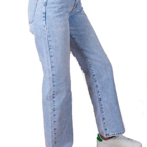 Dámske široké rifle denim bootcut blue jeans