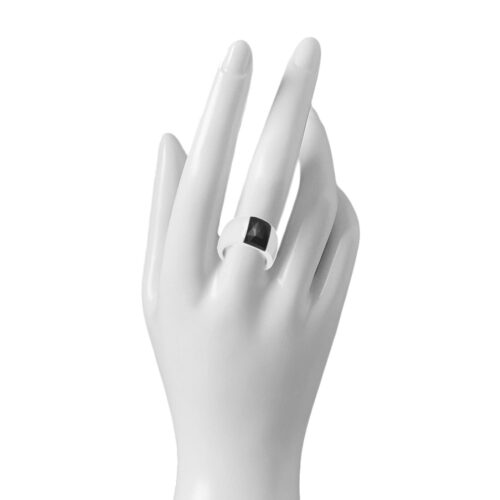 OCEL Mohutný dámsky prsteň z ocele čierny sklenený kameň