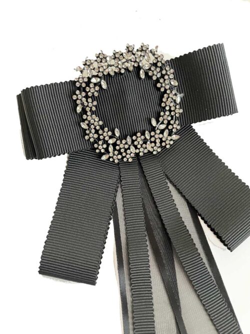 Brošňa Masľa ribbon stuha elegant black