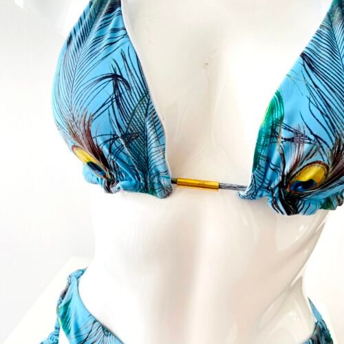 Damske plavky bikiny Push Up pavie blue modre