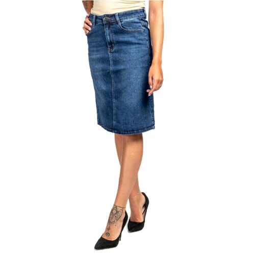 Dámska rifľová midi sukňa jeans denim