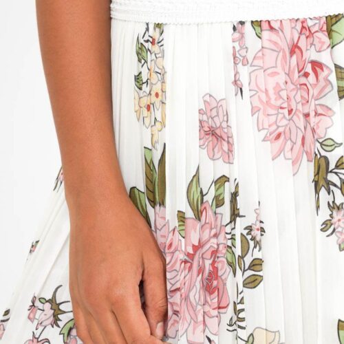 Plisovana Maxi letná sukňa na gumu kvetinova