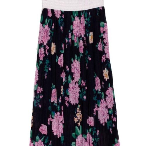 plisovana maxi sukna MJ 572 kvetinova modra