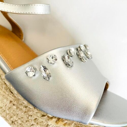 Damske sandále espadrilky klinove strieborne