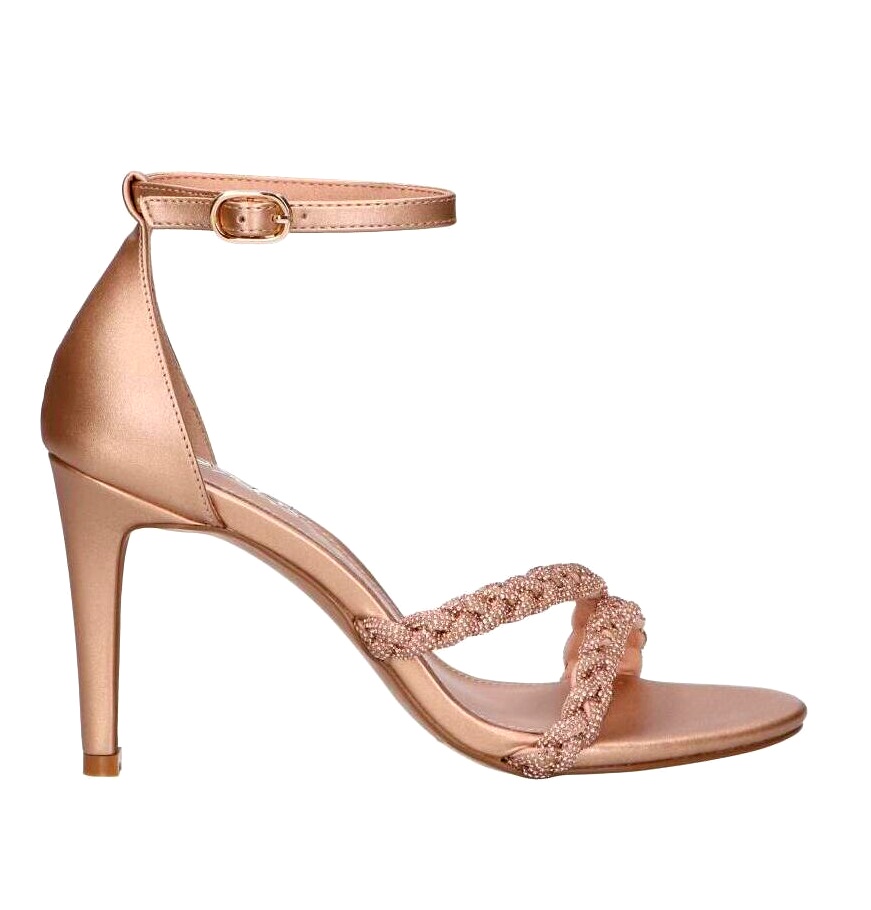 EXE Dámske luxusne sandale na podpatku REBECA strass champagne | multibella