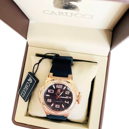 Automaticke damske hodinky Carucci CA2213 s gumenym remienkom 3 rucickove analogove CA2213RG BK 1