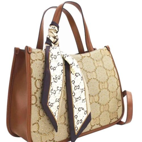 FRANCE Monogram Kabelka Tote Bag so šatkou Coffee
