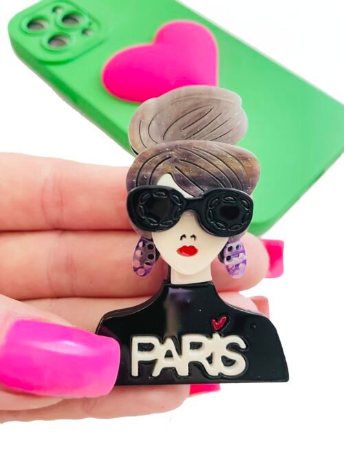 Brošňa fashion Girl Paris animovana modna - Image 2