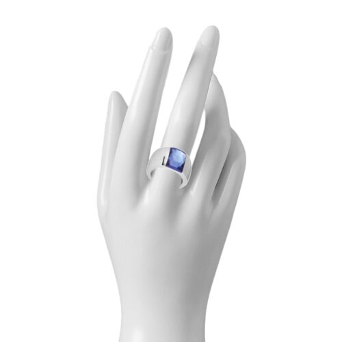 OCEL Mohutný dámsky prsteň z ocele modry sklenený kameň