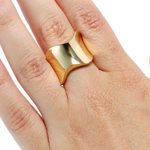 OCEL vyrazny dámsky prsteň z ocele zlatý odtieň