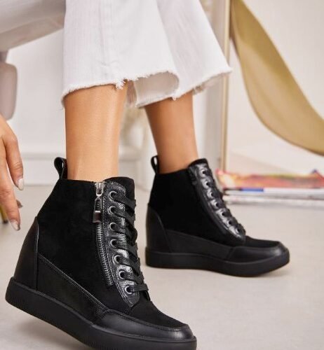 Dámske tenisky sneakers hightop klinove black