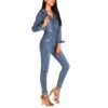 Dámsky overal rifľový kombinéza na zips skinny denim