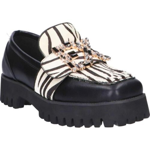 EXE P212 W168T ZEBRA WHITE BLACK poltopanky mokasiny