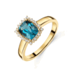 ZLATO Dámsky prsteň London Blue Topaz a 28 briliantov