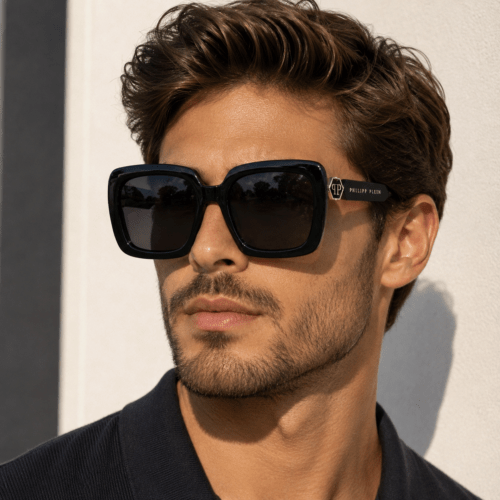 Philipp Plein SPP065S Čierne Hranaté Okuliare
